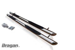 Side Bars For Vauxhall Opel Combo E 4 Step Pads Tapered Ends - 3” + White Flush LEDs - Type B