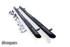 Black Stainless Steel Side Bars + 4 Step Pads For Peugeot Partner Rifter SWB 2019+
