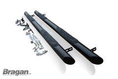 Side Bars For Vauxhall Opel Combo E 4 Step Pads Tapered Ends - 3” + Amber Flush LEDs - Type B - BLACK