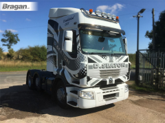 To Fit Renault Magnum Stainless Roof Light Bar + Flush LEDs + Jumbo LED Spots x4 + Amber Lens Beacon x2