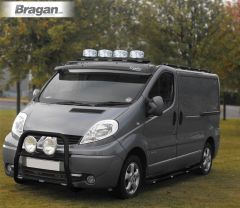 Roof Bar A + Jumbo Spots + LEDs For Vauxhall / Opel Movano 2003 - 2010 Front BLACK