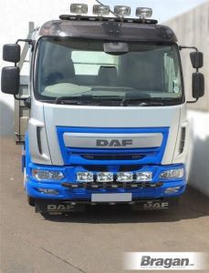 Grill Light Bar E + Rugby Spot Lamps + White LEDs For DAF LF 45 Pre 2014 - BLACK