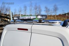 Chrome Stainless Steel Rear Roof Bar + Multi Function LEDs + Beacon + Spots For Peugeot Partner 2019+