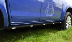 Black Side Bars + White LEDs For Nissan Navara D22 1997-2005